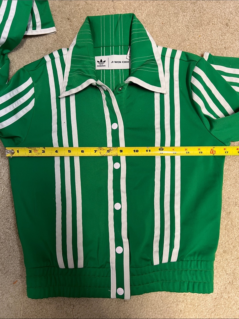 Adidas JI WIN CHOI Green Track Jacket with White Pinstripes 2 XS - Picture 9 of 16